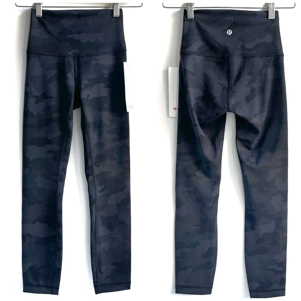 Lululemon Wunder Train High Rise Camouflage Crop Leggings 23” Black Multi Size 2 - Picture 6 of 15